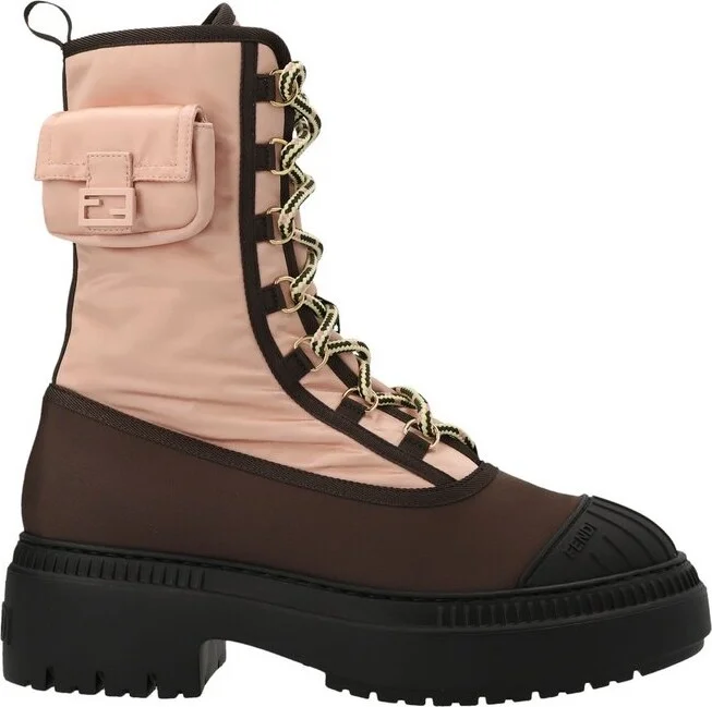 Fendi Lace-Up Biker Boots