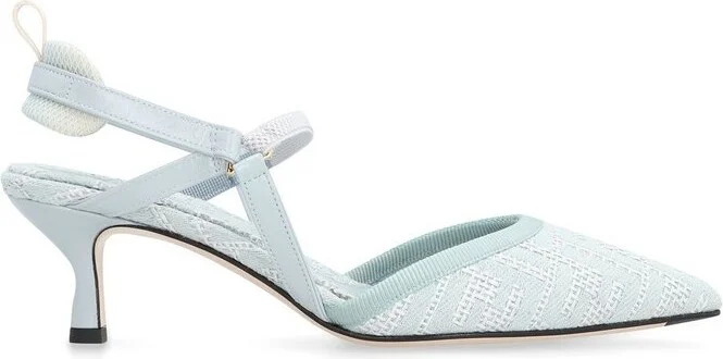 Fendi Logo Detailed Slingback Pumps