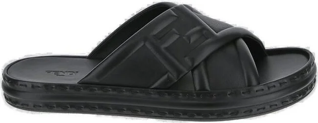 Fendi Logo Embossed Slip-On Sandals