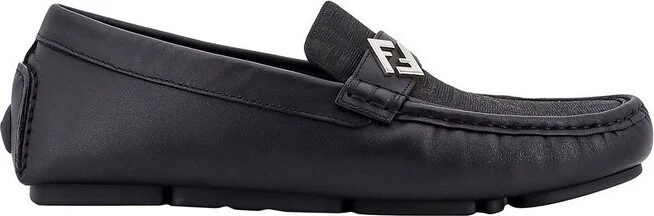 Fendi Logo Plaque Monogrammed Loafers