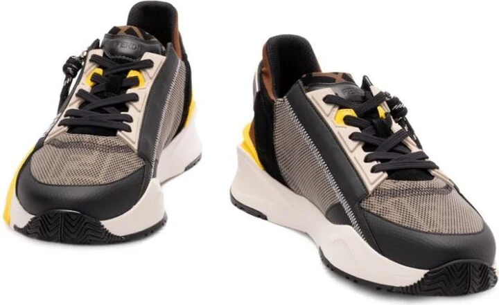 Fendi Lycra And Leather Flow Slip On Sneakers Shoes - Image 2