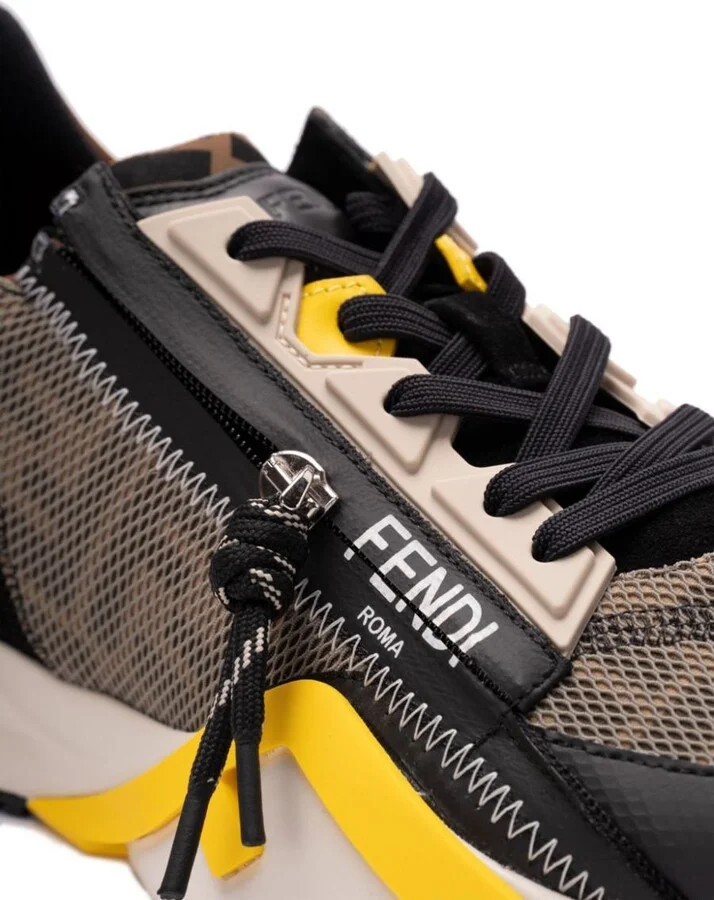Fendi Lycra And Leather Flow Slip On Sneakers Shoes - Image 3