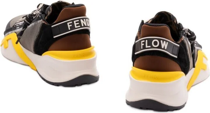 Fendi Lycra And Leather Flow Slip On Sneakers Shoes - Image 4