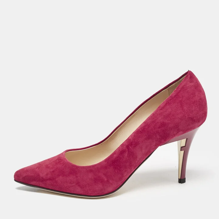 Fendi Magenta Pink Suede Pointed Toe Pumps Size 36