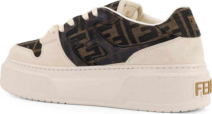 Fendi Match Canvas And Suede Platform Sneakers - Image 3