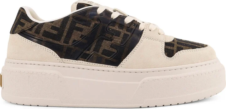Fendi Match Canvas And Suede Platform Sneakers