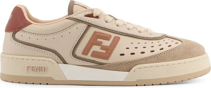 Fendi Match Leather Sneakers With Suede Inserts