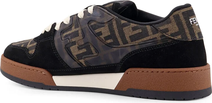 Fendi Match Low-top Ff Jacquard Fabric And Suede Sneakers - Image 3