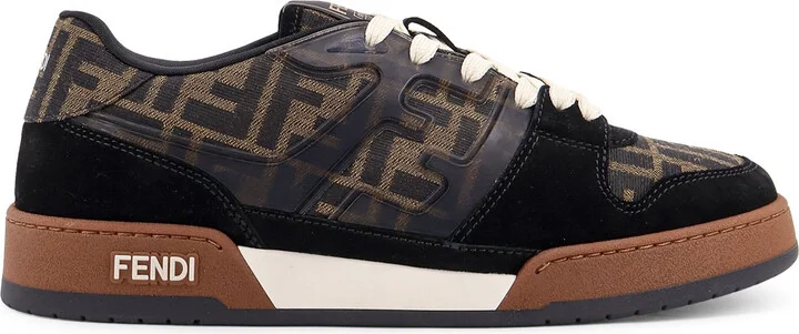 Fendi Match Low-top Ff Jacquard Fabric And Suede Sneakers