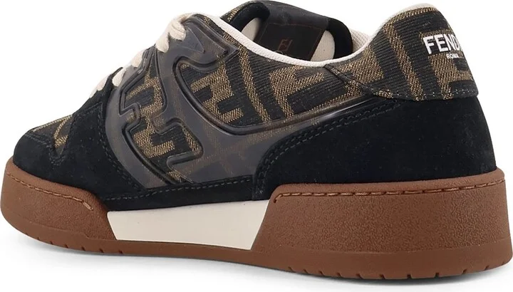 Fendi Match Suede Sneakers With Jacquard Ff Fabric Inserts - Image 3