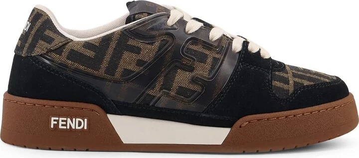 Fendi Match Suede Sneakers With Jacquard Ff Fabric Inserts
