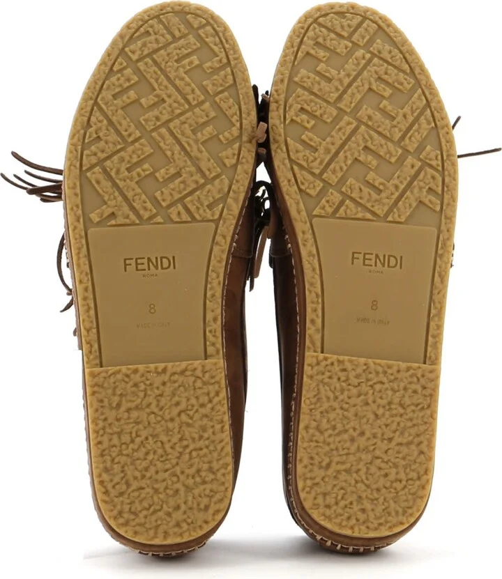 FENDI Men's O'Lock Fringe Loafers Suede - Image 4