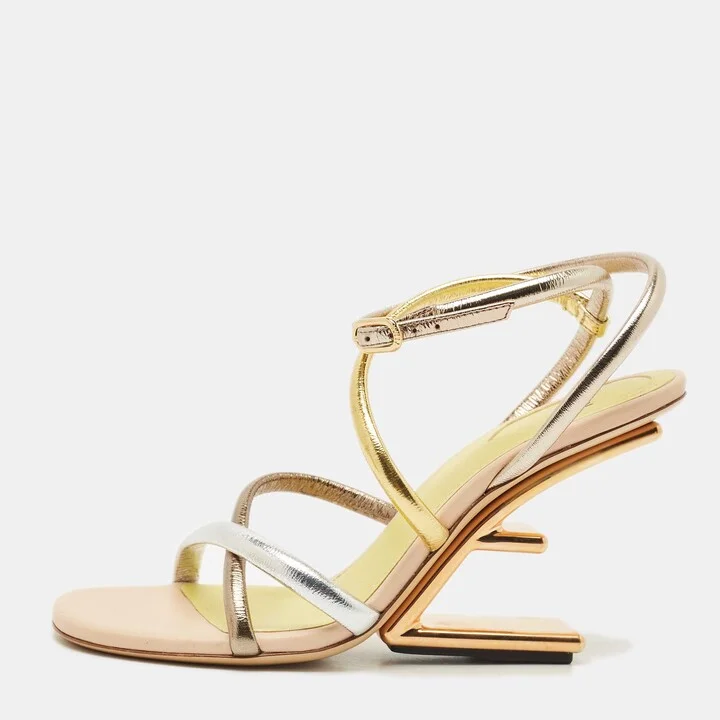 Fendi Metallic Multicolor Leather Fendi First Strappy Sandals Size 36