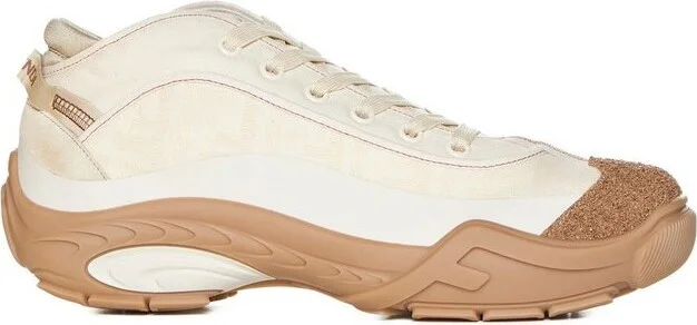 Fendi Monogrammed Panel Lace-Up Sneakers