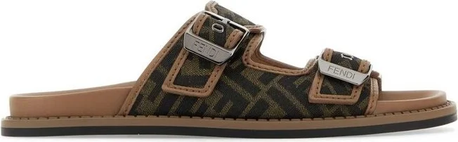 Fendi Monogrammed Strap Buckled Sandals