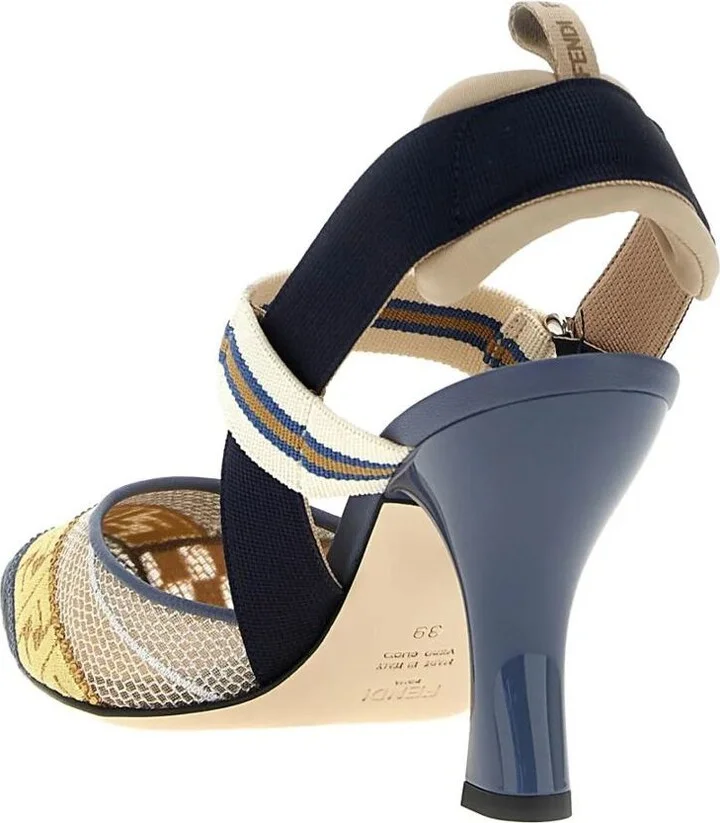 Fendi Multicolour Mesh Medium-Heeled Hummingbird Slingbacks Shoes - Image 3