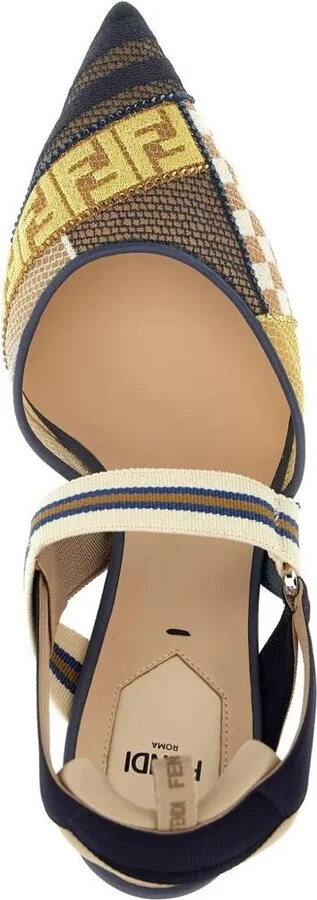 Fendi Multicolour Mesh Medium-Heeled Hummingbird Slingbacks Shoes - Image 4