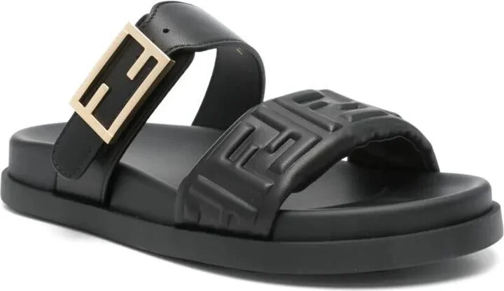 Fendi Nappa Leather Feel Double-Band Slides Shoes - Image 2