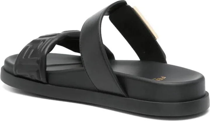 Fendi Nappa Leather Feel Double-Band Slides Shoes - Image 3