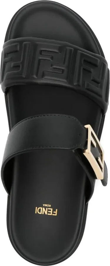 Fendi Nappa Leather Feel Double-Band Slides Shoes - Image 4
