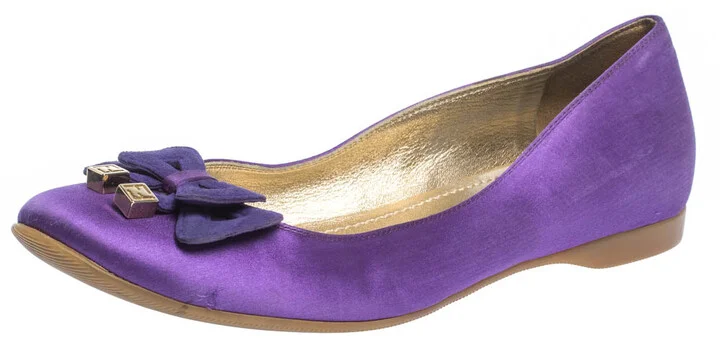 Fendi Purple Satin Bow Ballet Flats Size 36