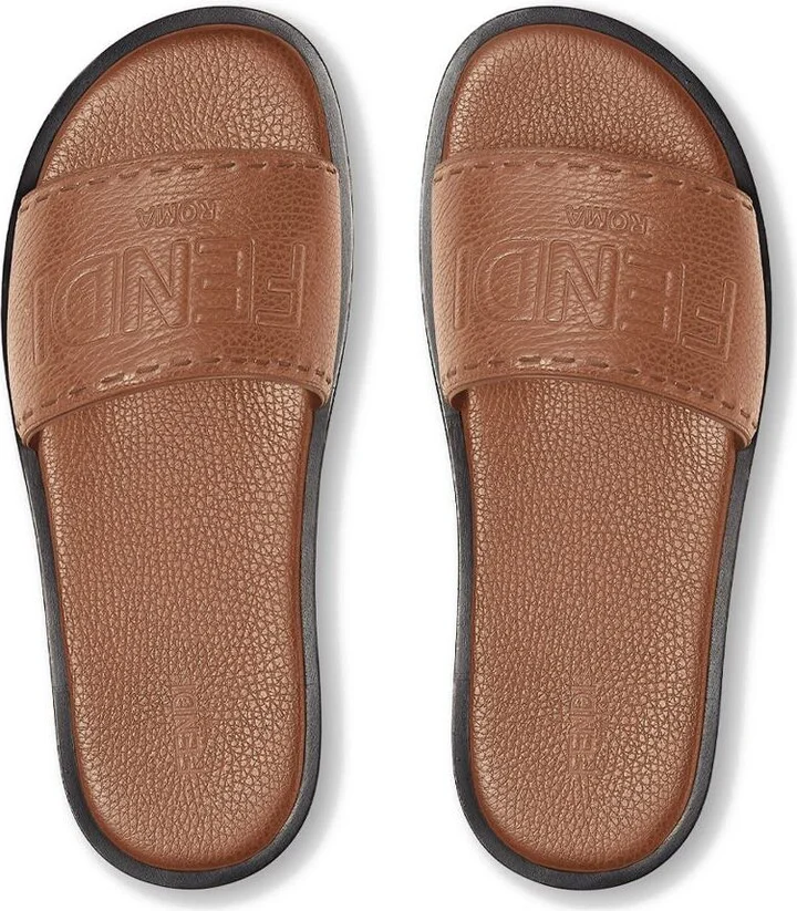 Fendi Roma Wide Band Leather Slides Shoes - Image 2