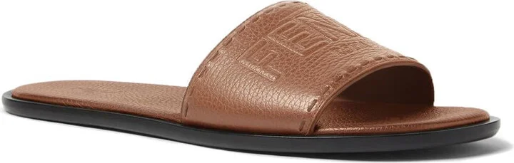 Fendi Roma Wide Band Leather Slides Shoes - Image 3