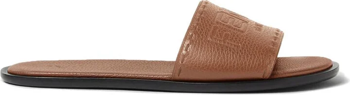 Fendi Roma Wide Band Leather Slides Shoes
