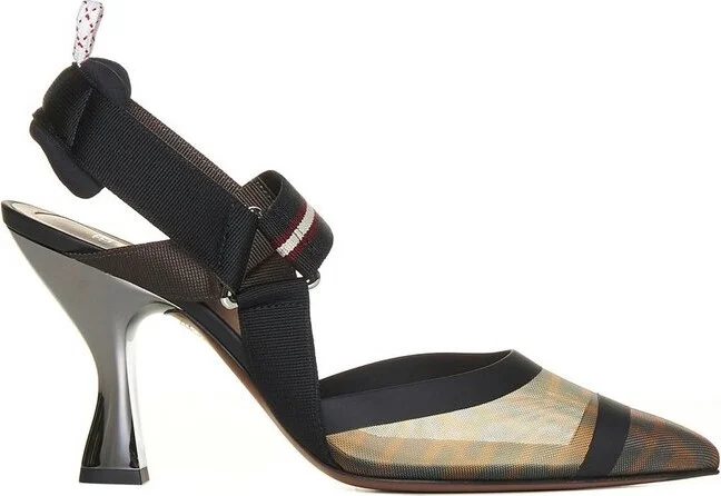 Fendi Stripe Band Slingback Pumps