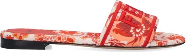 Fendi Sunshine Coral Bandana Printed Slides
