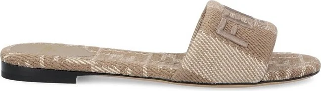 Fendi Sunshine Denim-Effect Jacquard Slides
