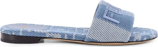 Fendi Sunshine Denim-Effect Jacquard Slides