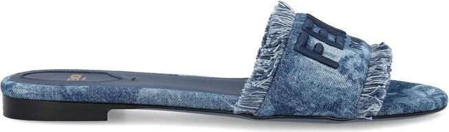 Fendi Sunshine Fringed Denim Slides