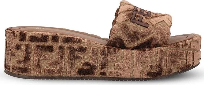 Fendi Velvet Platform Sandals