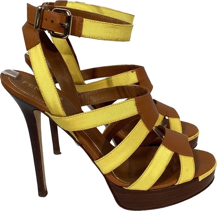 FENDI Women's Canvas Strappy Platform Sandal (Authentic Pre-Loved)