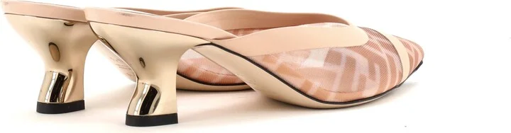 FENDI Women's Colibri Heeled Mules Zucca Mesh - Image 3