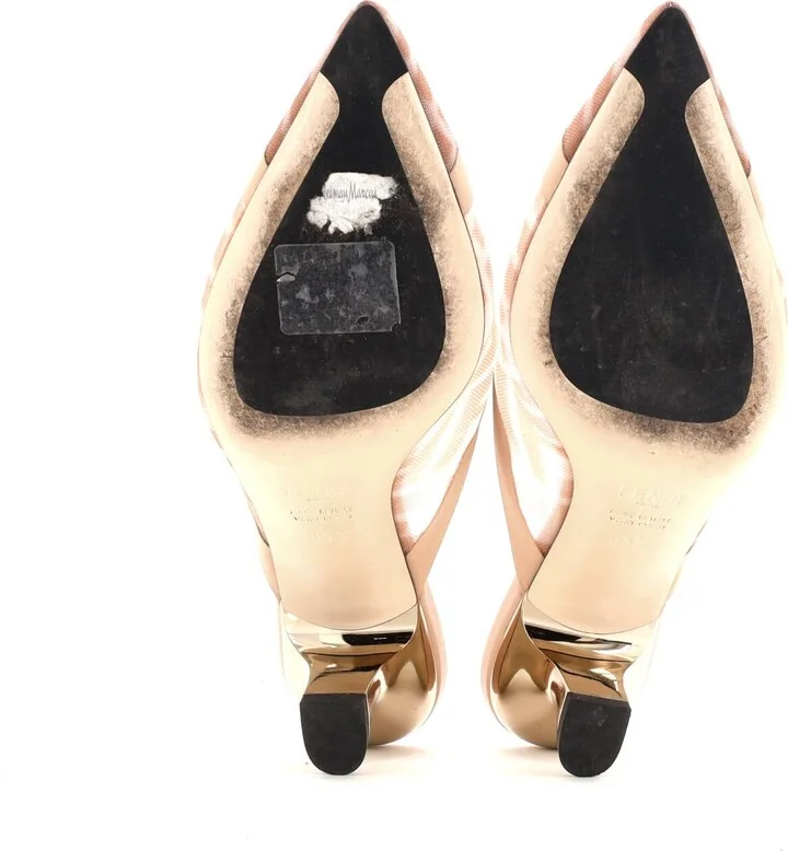 FENDI Women's Colibri Heeled Mules Zucca Mesh - Image 4