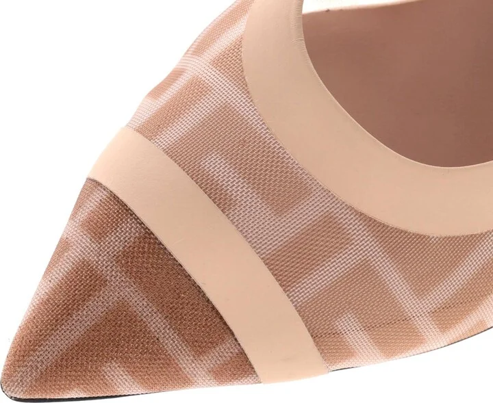 FENDI Women's Colibri Heeled Mules Zucca Mesh - Image 5