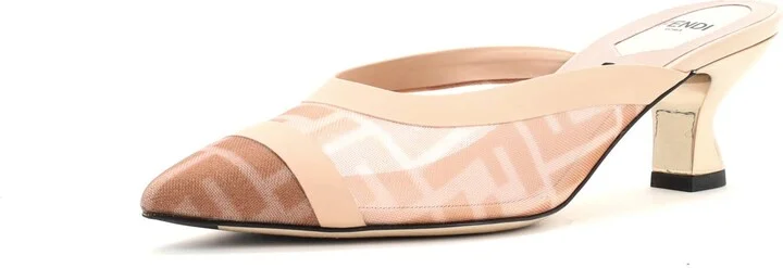 FENDI Women's Colibri Heeled Mules Zucca Mesh