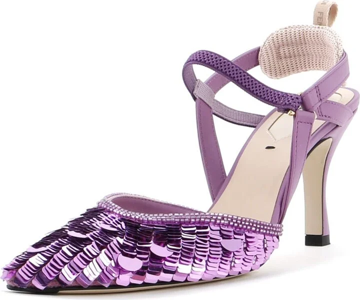 FENDI Women's Colibri Lite Slingback Pumps Sequins