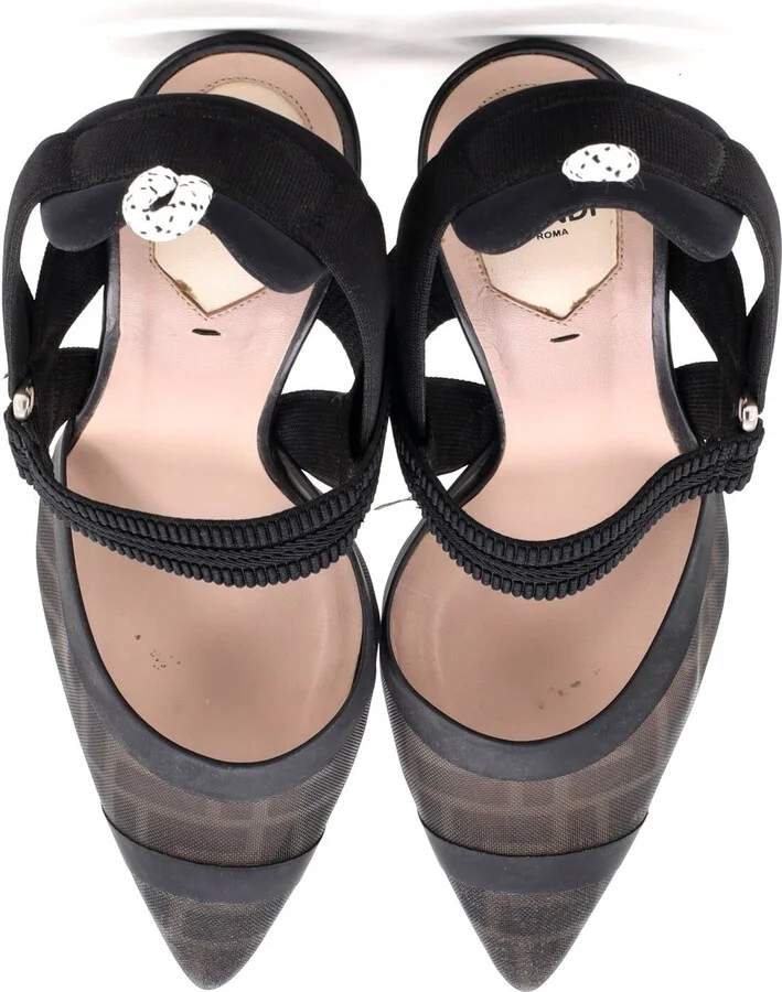 FENDI Women's Colibri Slingback Pumps Zucca Mesh - Image 2