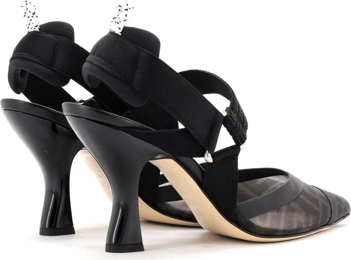 FENDI Women's Colibri Slingback Pumps Zucca Mesh - Image 3
