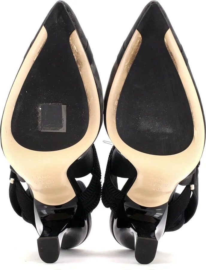 FENDI Women's Colibri Slingback Pumps Zucca Mesh - Image 4