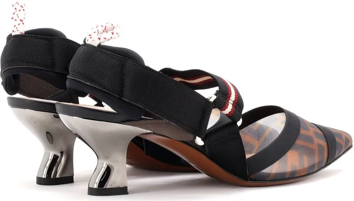 FENDI Women's Colibri Slingback Pumps Zucca Mesh - Image 3