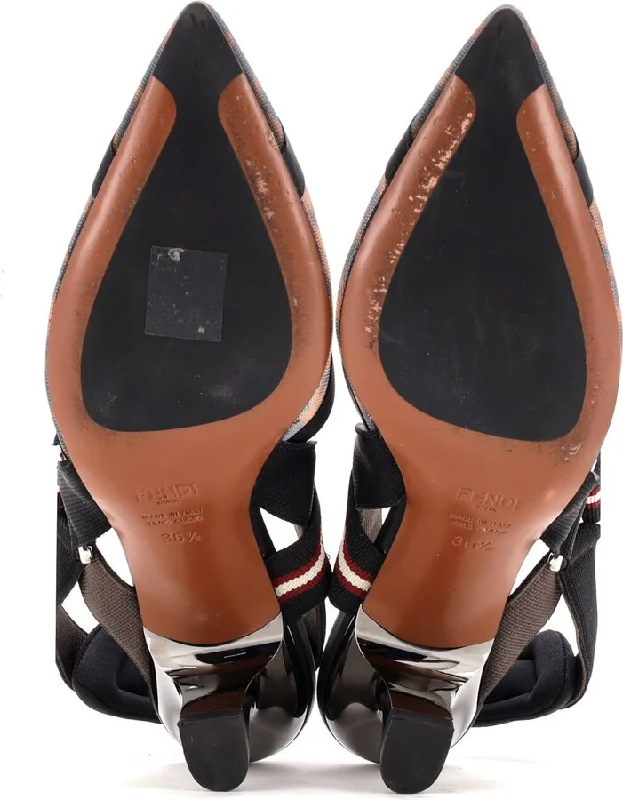 FENDI Women's Colibri Slingback Pumps Zucca Mesh - Image 4