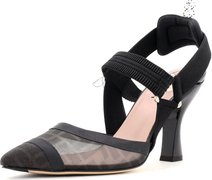 FENDI Women's Colibri Slingback Pumps Zucca Mesh