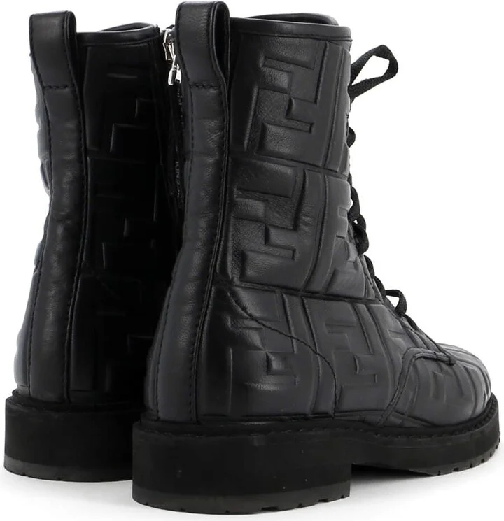FENDI Women's Combat Boots Zucca Embossed Leather - Image 3
