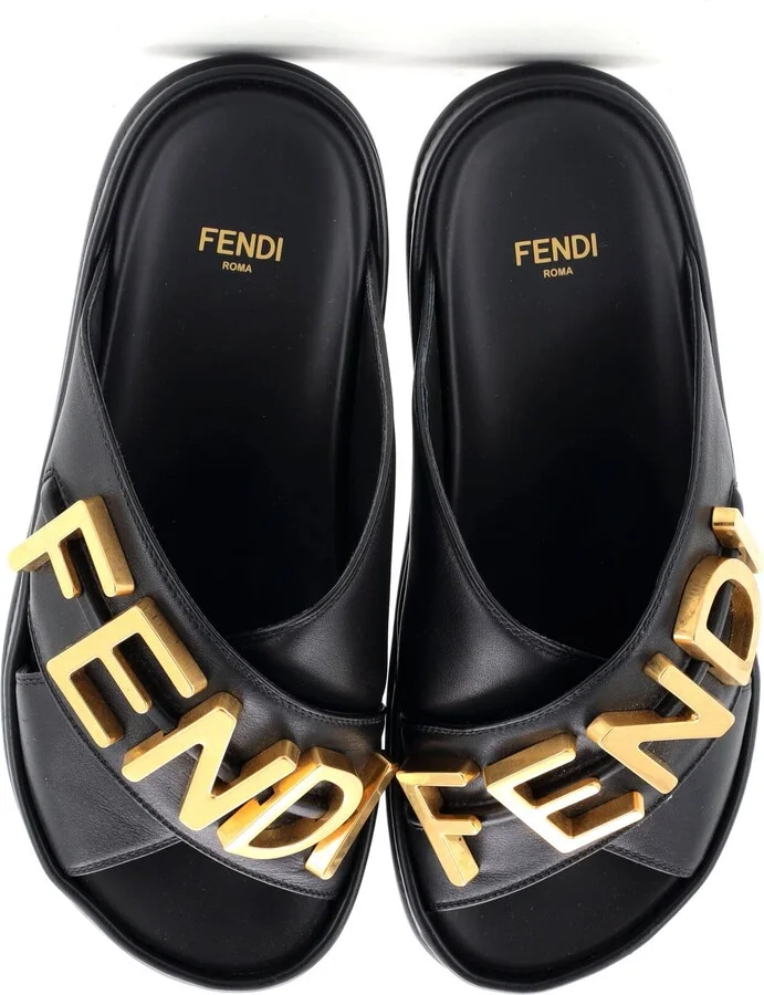 FENDI Women's Fendigraphy Slide Sandals Leather - Image 2