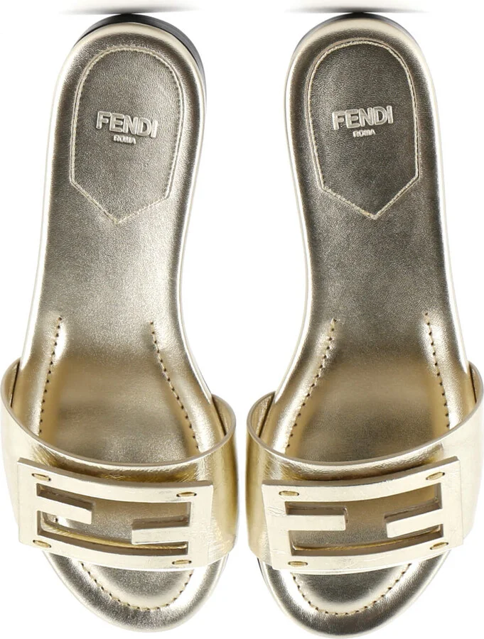 FENDI Women's FF Baguette Slide Sandals Leather - Image 2