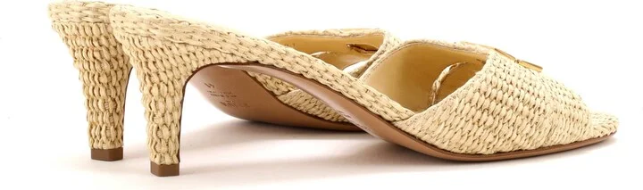 FENDI Women's FF Fold Heeled Mules Raffia - Image 3